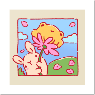 Bunny with a flower Posters and Art